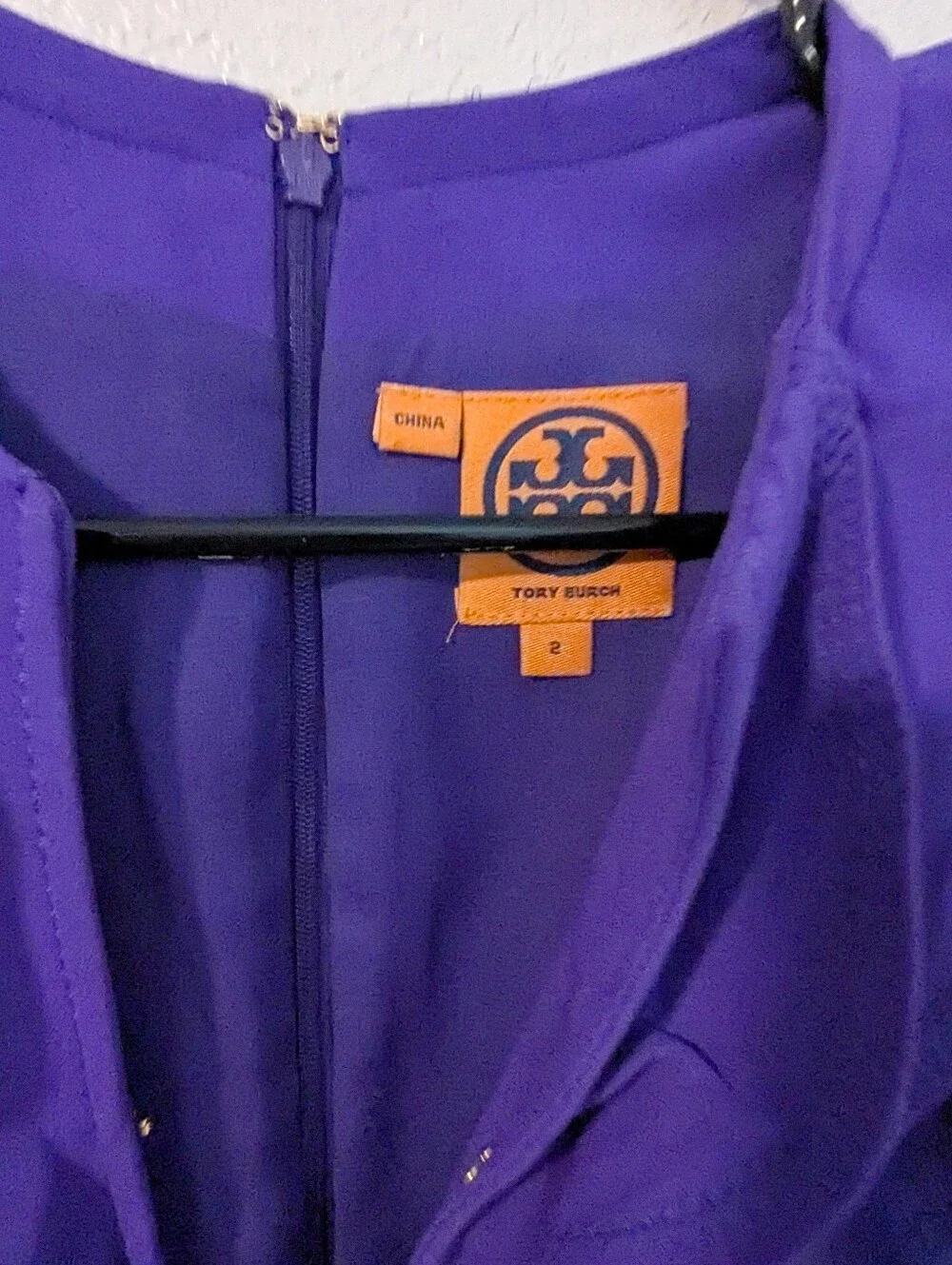 Tory Burch,Sleeveless Silk Purple Ruffle Front Dress, Size 2